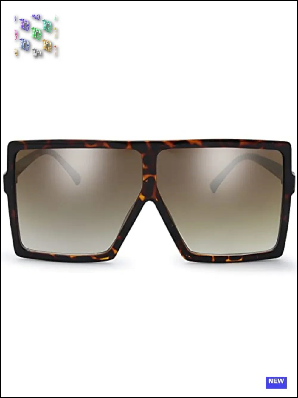 Oversized Square Flat Top Sunglasses UV400 Protection with Case